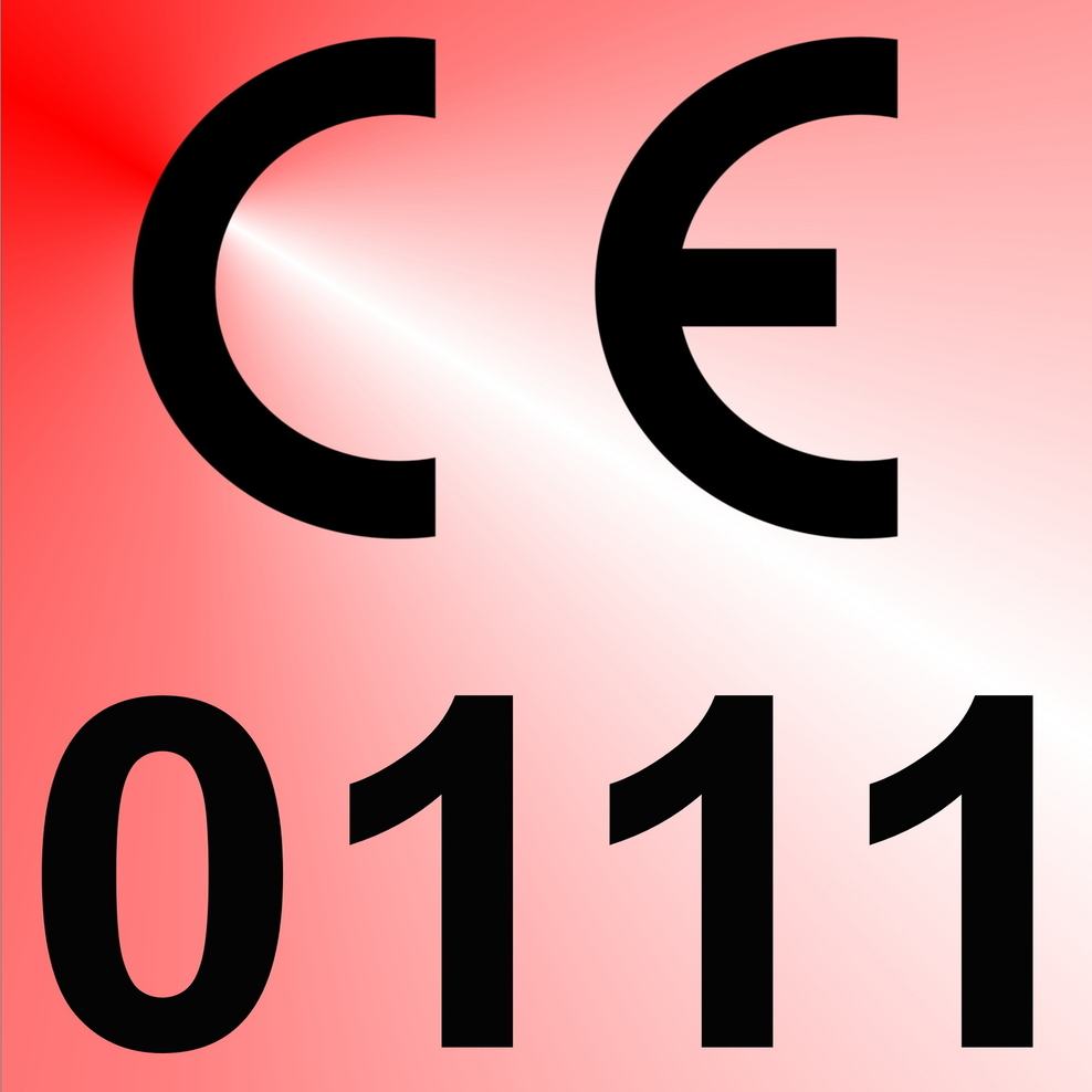 roter Hintergrund mit zweizeiligem Text CE 0111